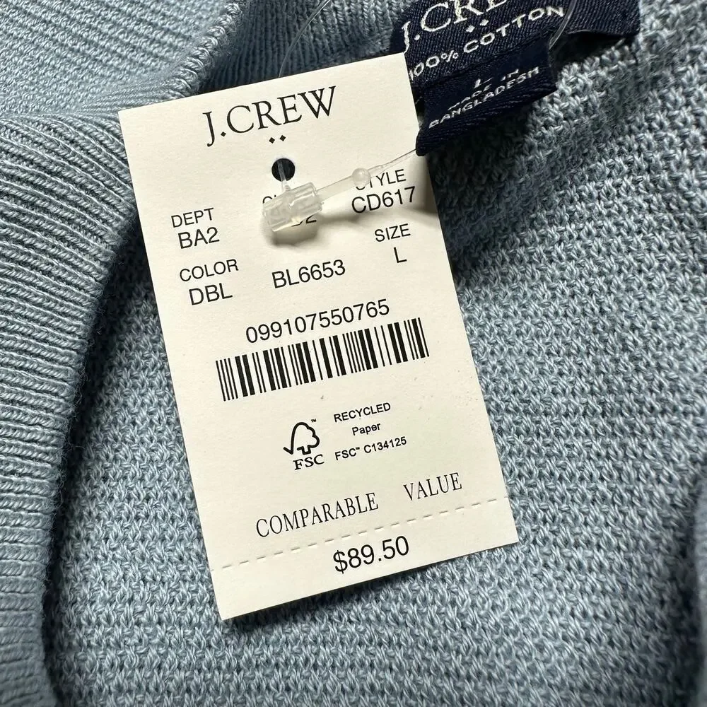 J. Crew Men's Crewneck Sweater Light Blue Men's Size Large New With Tags